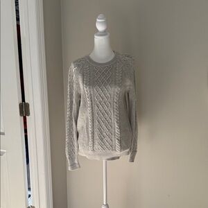 GAP Women's Light Gray Cable Knit Sweater